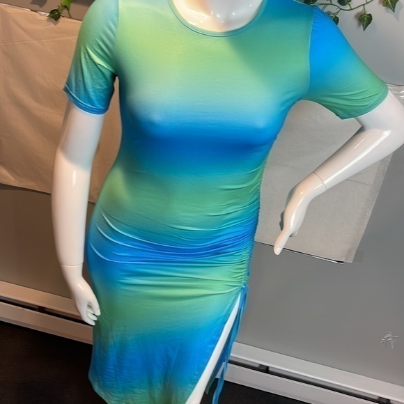 Women Sexy Tie Dye Bodycon Evening Party Dress Cocktail‎ Midi Dress Siz L - Picture 4 of 6